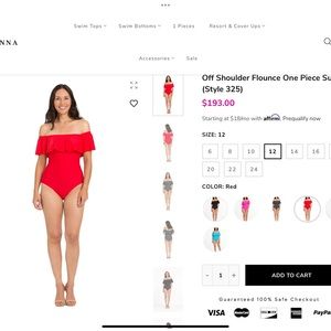 Tara Grinna one piece.Red/orange color. Size 12. Worn once.